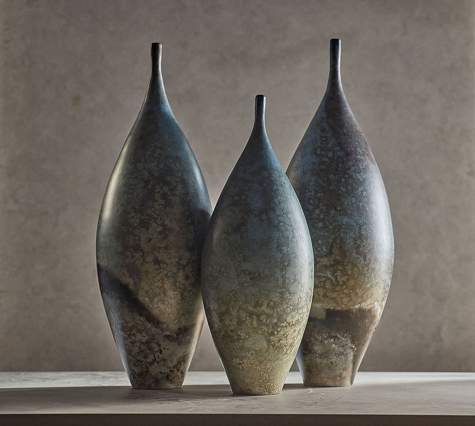 Smoke fired bottle forms