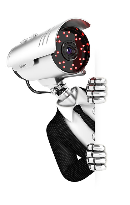 Robotic man with a CCTV head