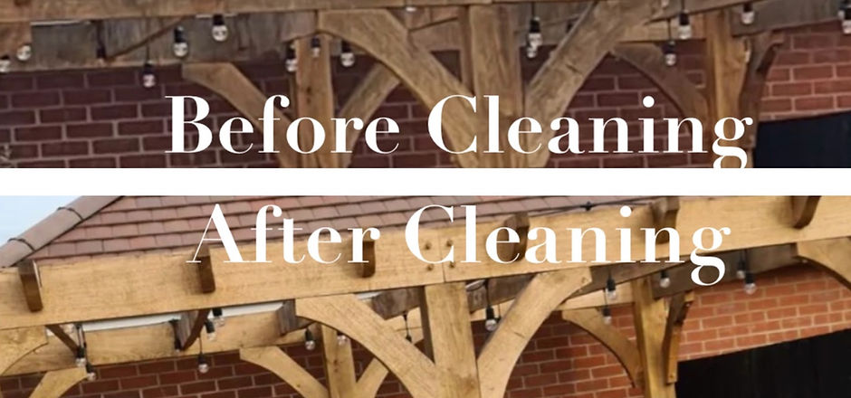 Before and After cleaning Oak Pergola