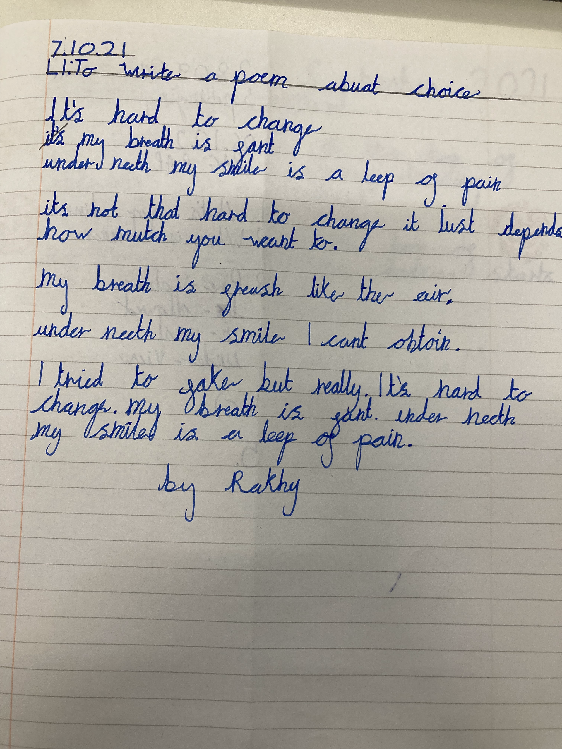 "I Did Not Choose" by Year 6