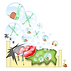 A man lies in bed drooling as frogs and snails float in bubbles above him