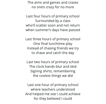 The Full Stop Day: a Year 6 Leavers Poem & the story behind it