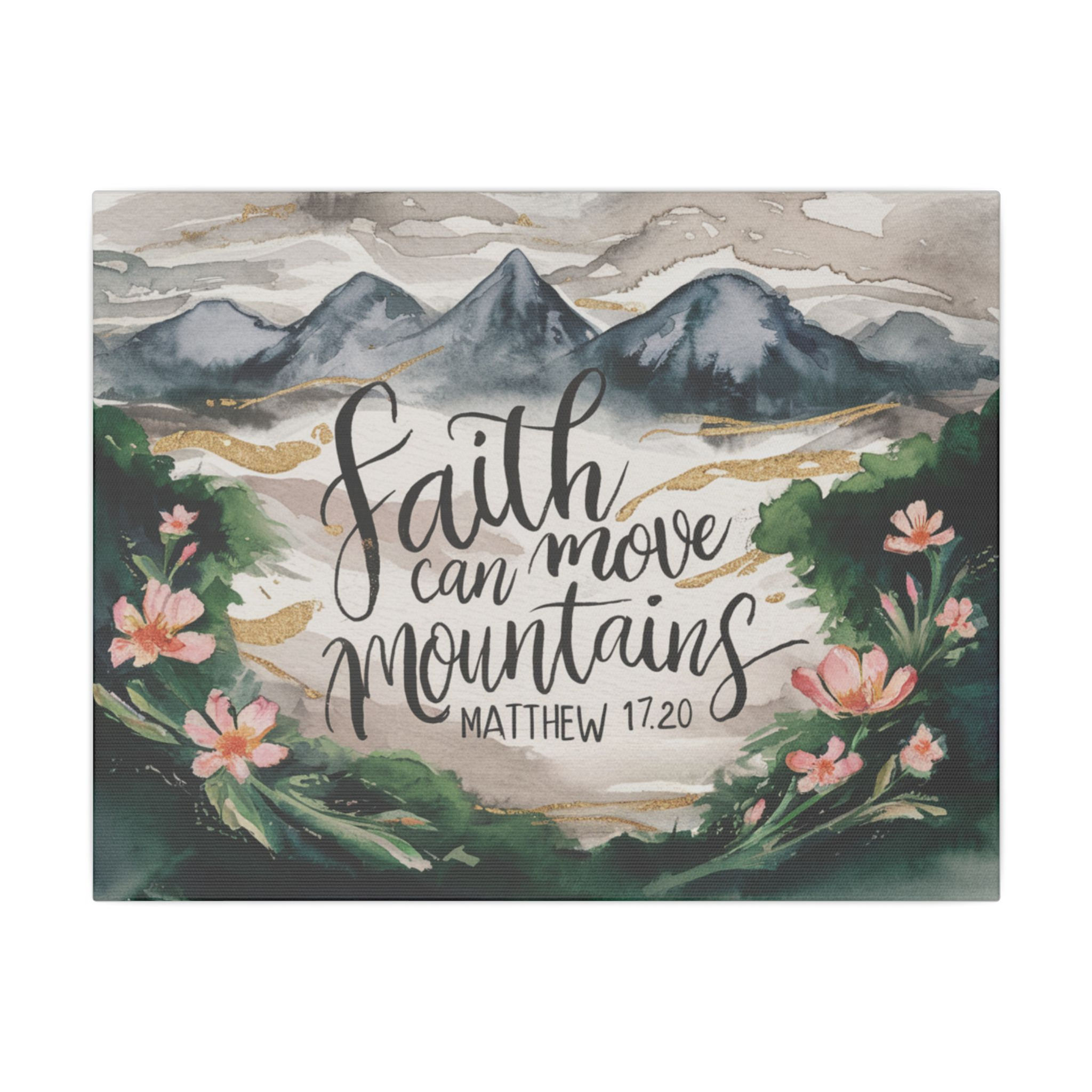 Faith Can Move Mountains Canvas | Matthew 17:20 Inspirational Home Decor  