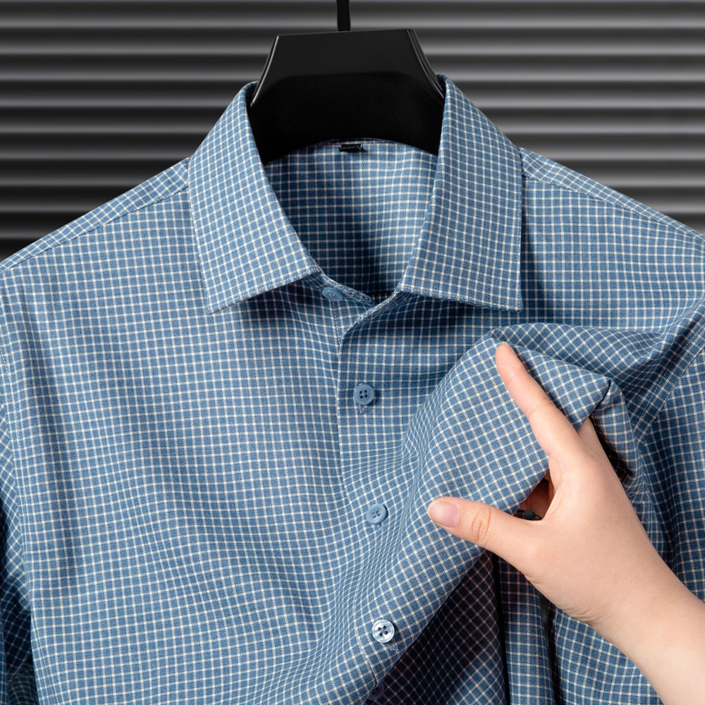 Men's Dress Shirts 4-Way Stretch Plaid Long Sleeve Button Down Shirt Regular Fit