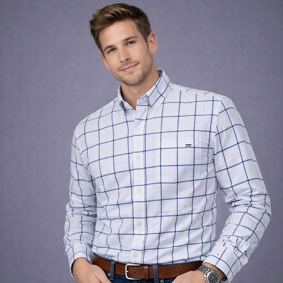 Thumbnail: 100% Pure Cotton Oxford Shirts for Men Long Sleeve  Plaid Shirt Striped Male Bus