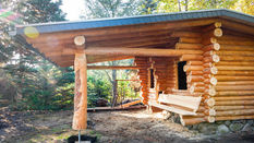 Gartenhaus mit Sauna im Rundstammbau