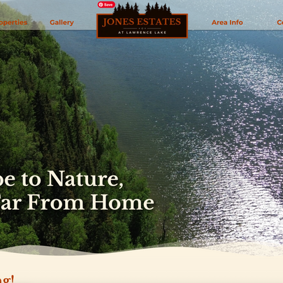 Home page of the Jones Estates website