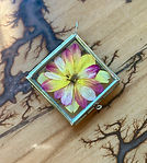 2.5"x2.5" double glass locket pendant with pressed flower petals