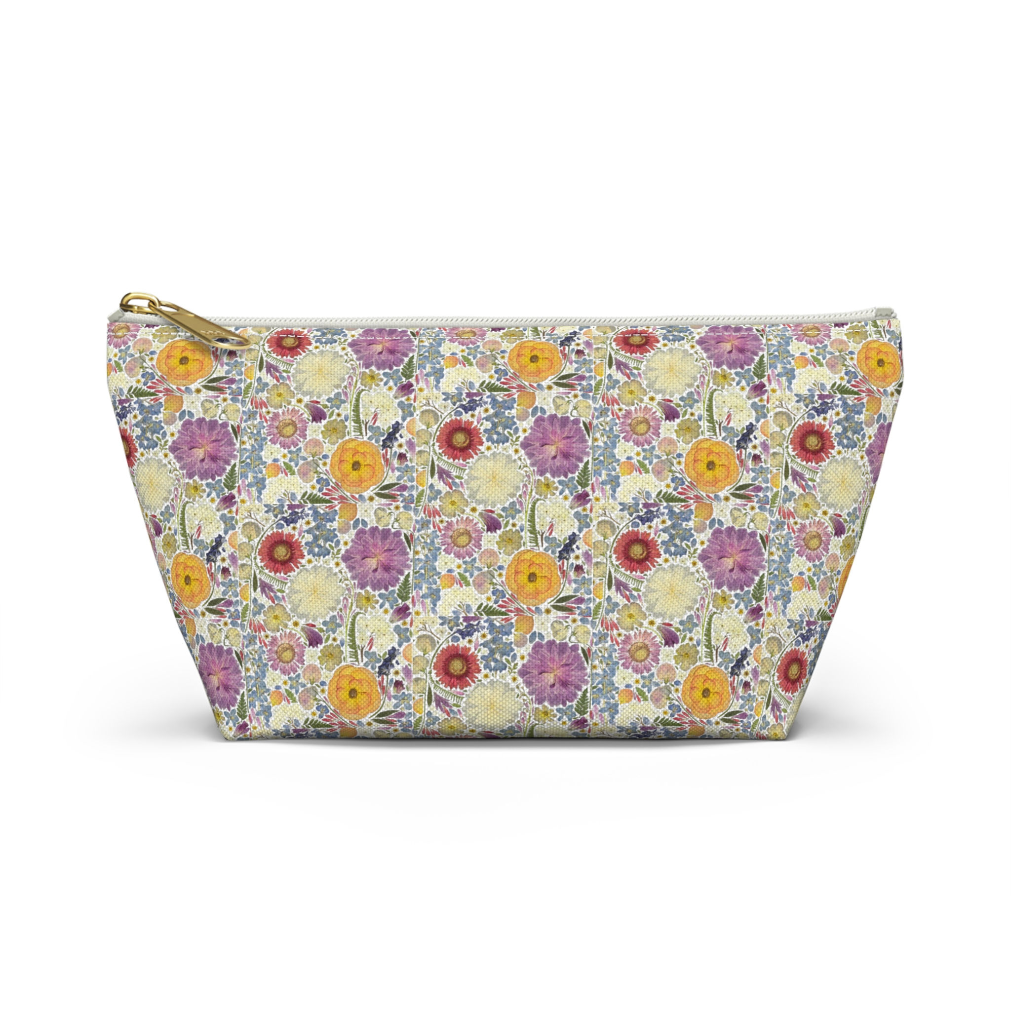 Vintage Floral Pattern Accessory Pouch | T-Bottom Cosmetic Bag
