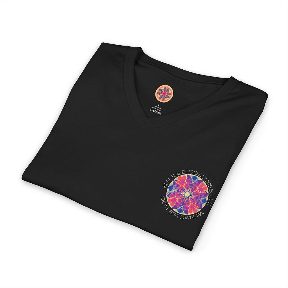 Thumbnail: KLH Kaleidoscopes, LLC Floral Logo V-Neck Tee