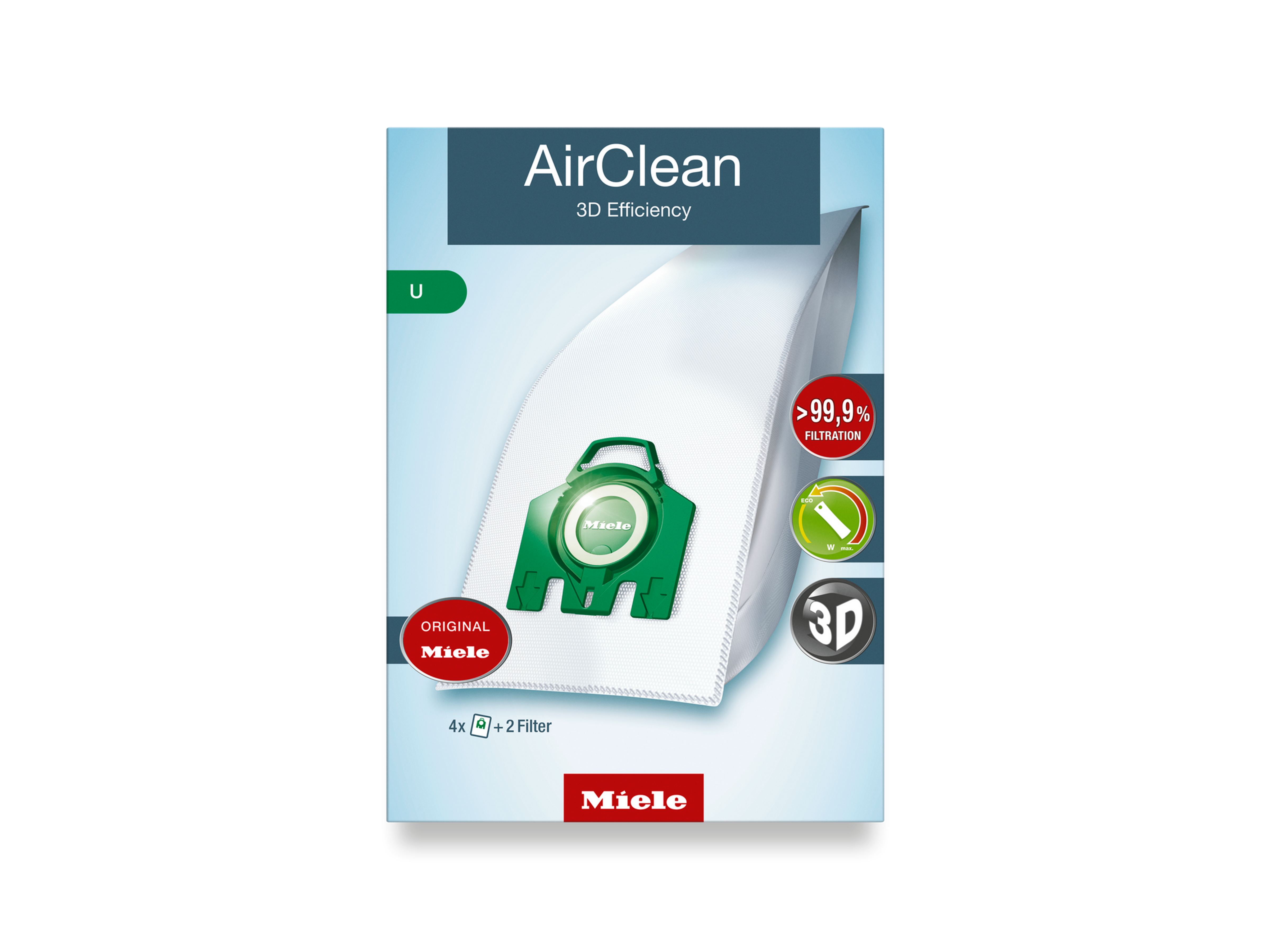 Miele U AirClean 3D Vacuum Cleaner Dustbags 4-Pack