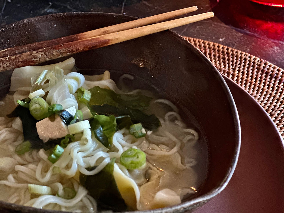 MISO SOUP WITH NOODLES AND WONTONS