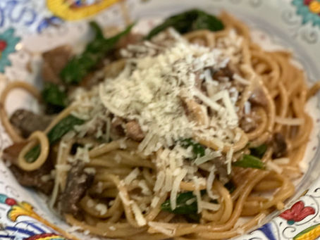 Spaghetti w/Porcini, Sausage and Cream