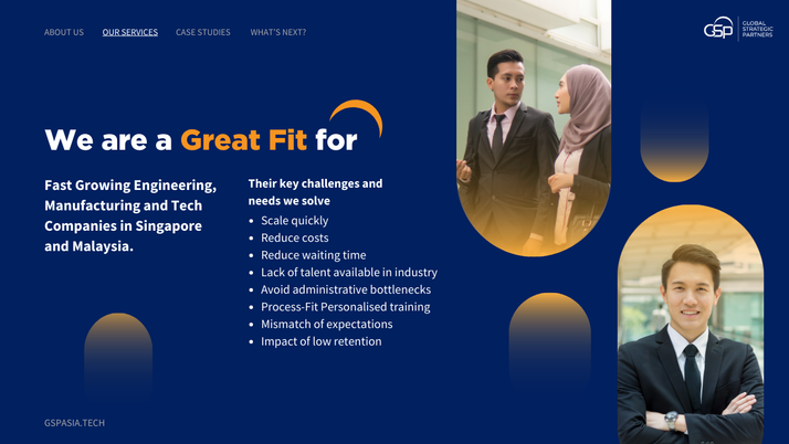 Slide design for GSP Target Audience and intended businesses for their Presentation Deck