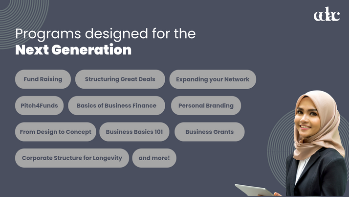 Upcoming programs slide designed for EDAC Pitch deck