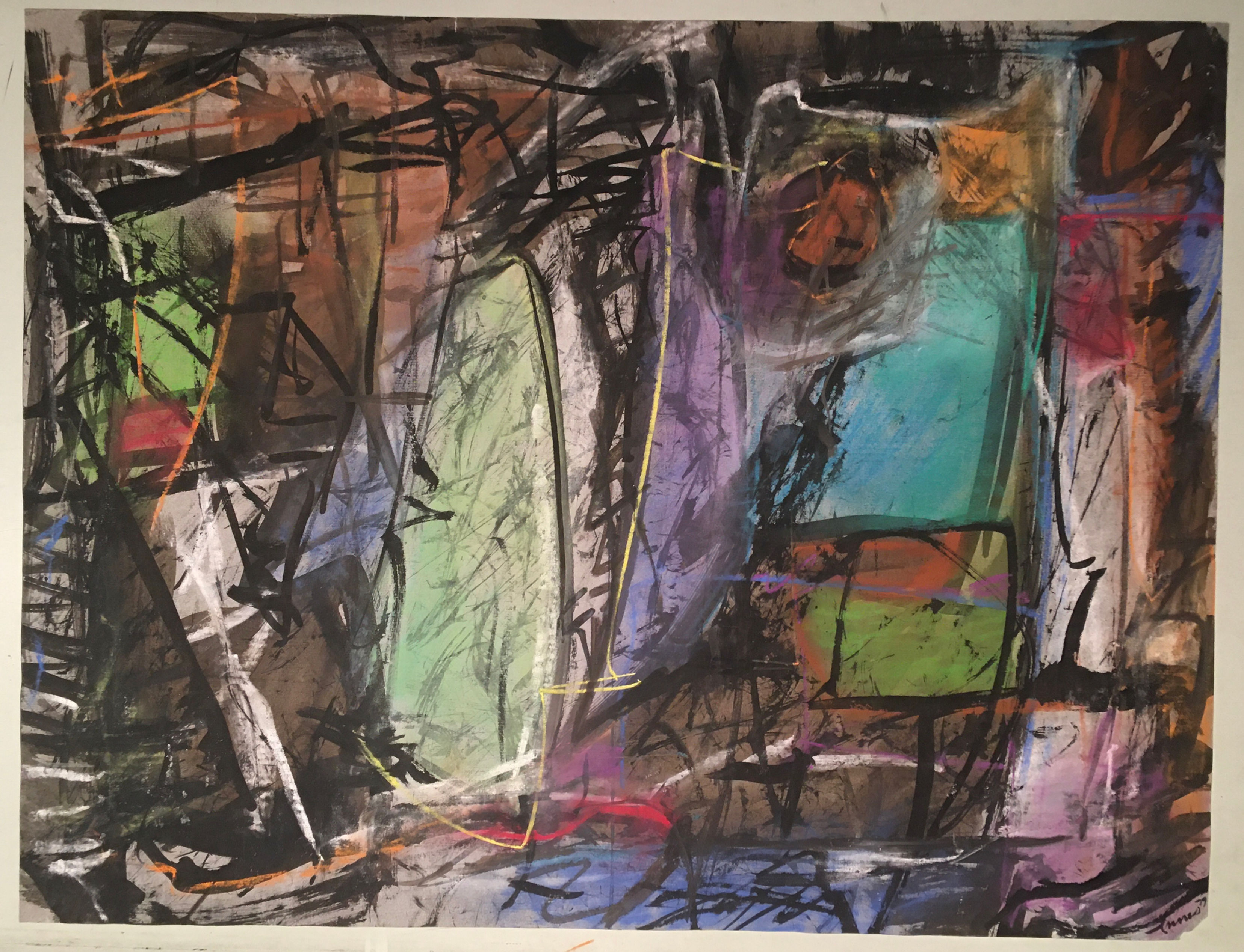 19.25 in X 25.50 in Abstract Drawing "By Day"