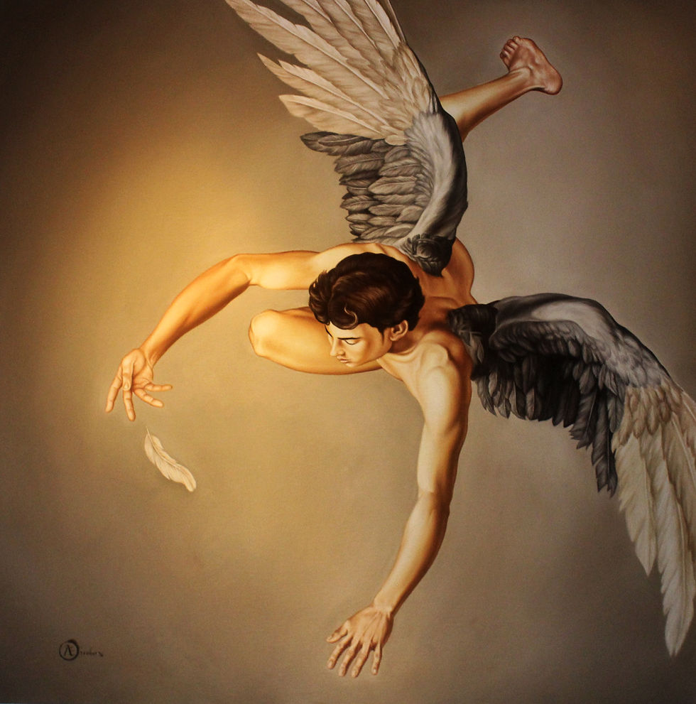 Just a Feather to Fly -Oil on Canvas -100 x 100 cms -2016