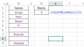 "COUNTBLANK" Function in Excel