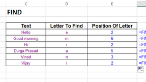 "FIND" Function In Excel