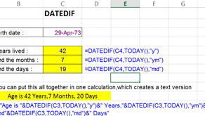 "DATEDIF" Function In Excel