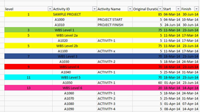 Export The Primavera Project to Excel With The Exact Format (Look alike)