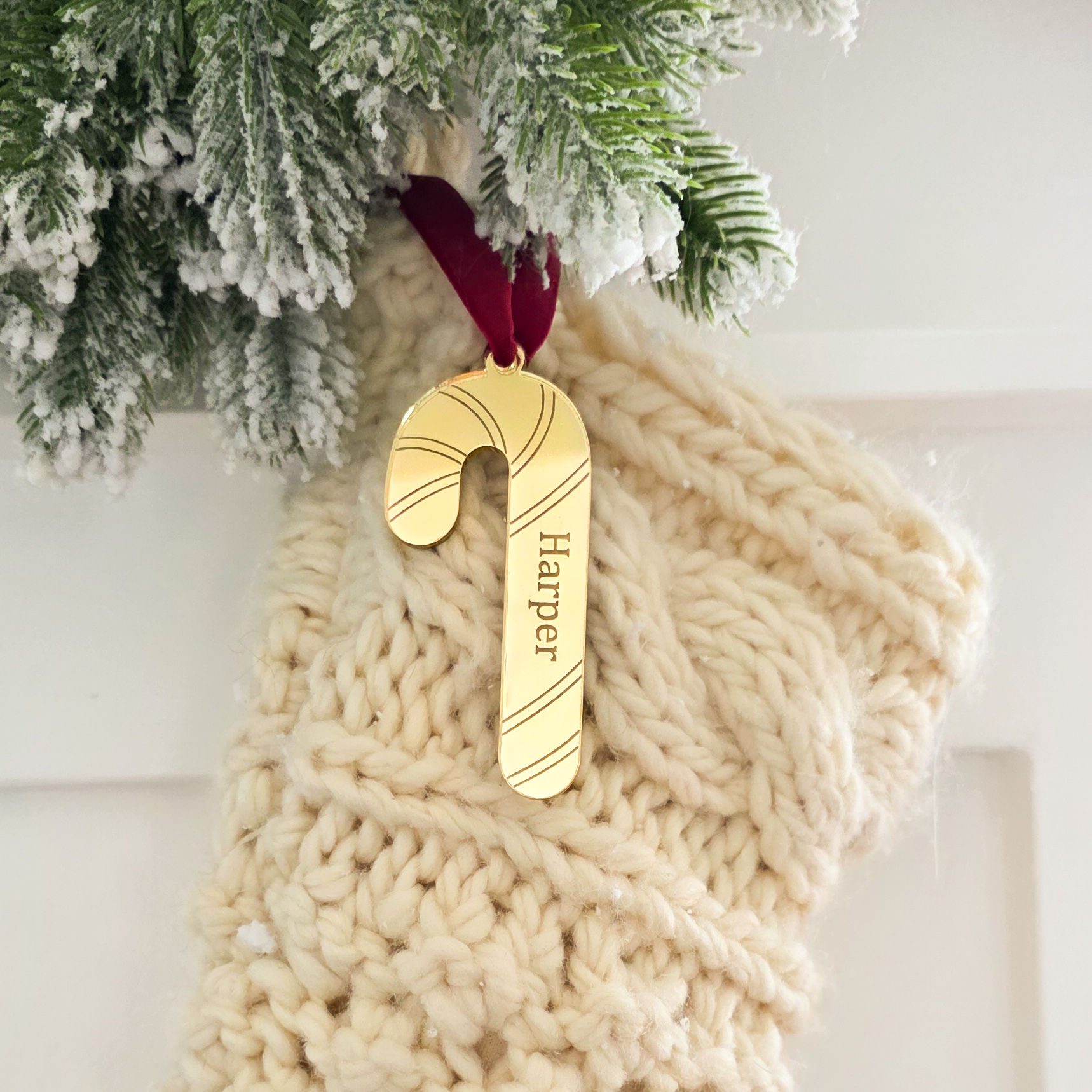 Personalised Candy Cane Stocking Tag