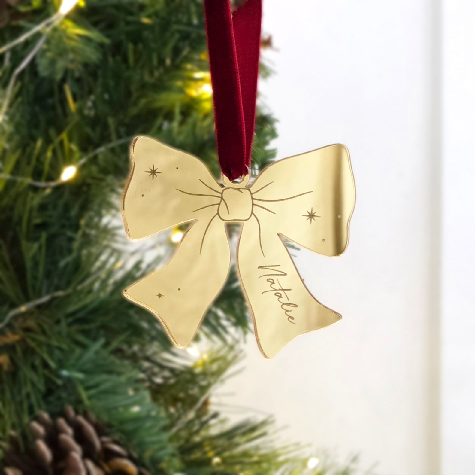Personalised Christmas Bow Name Bauble
