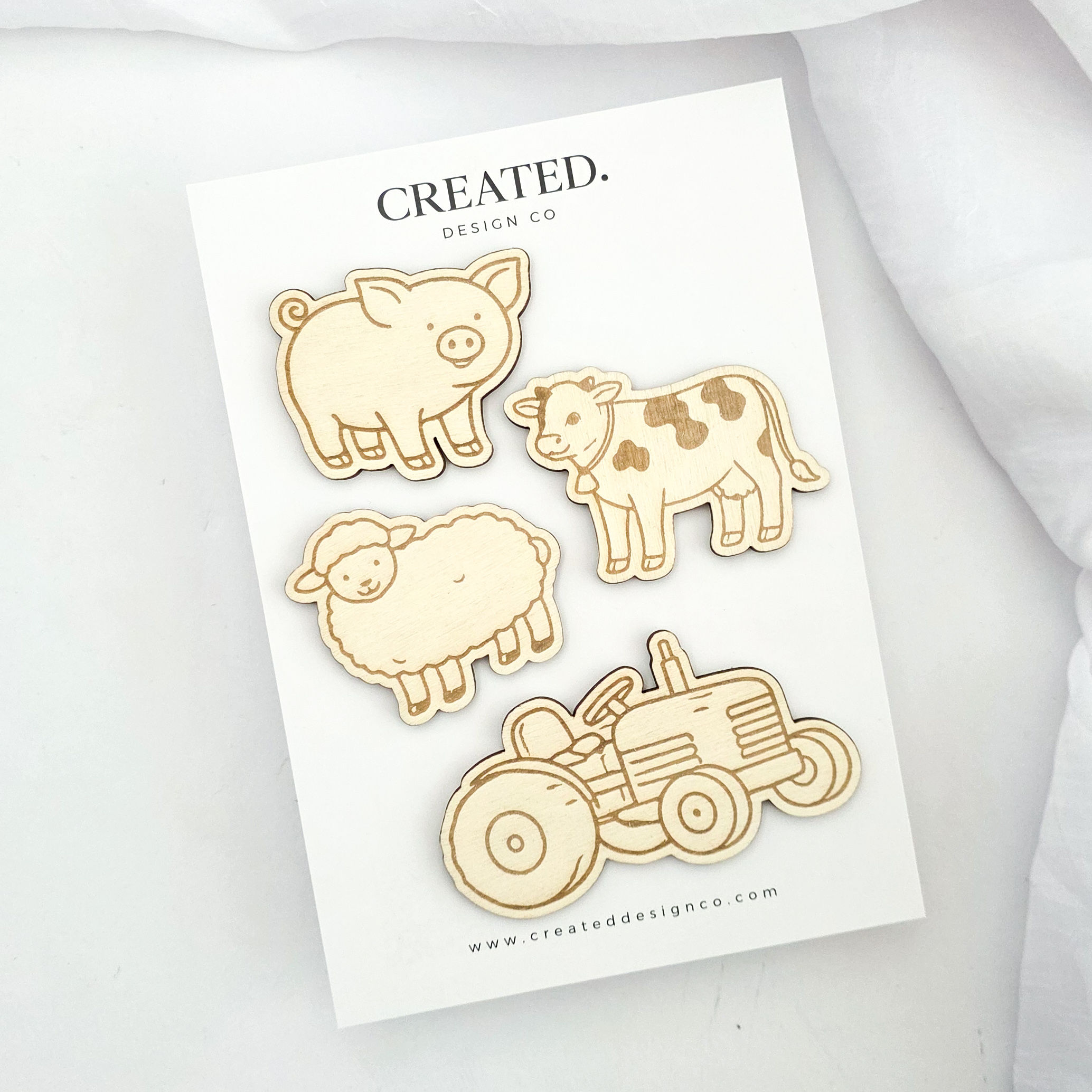Wooden Farm Cake Charm Set