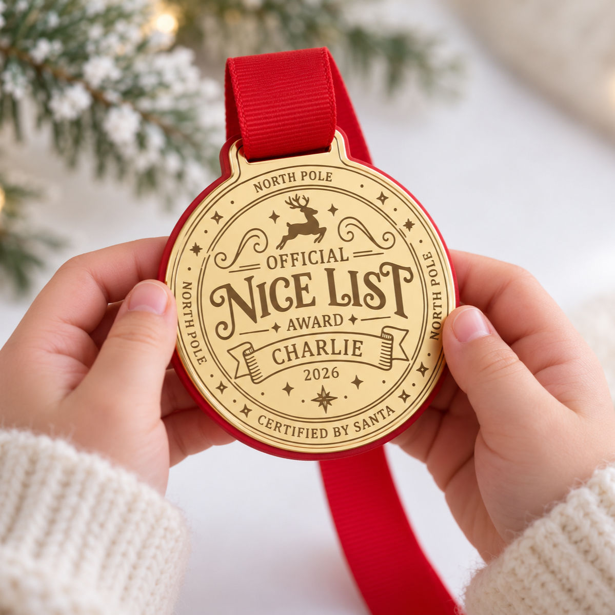 Personalised Official Nice List Christmas Medal