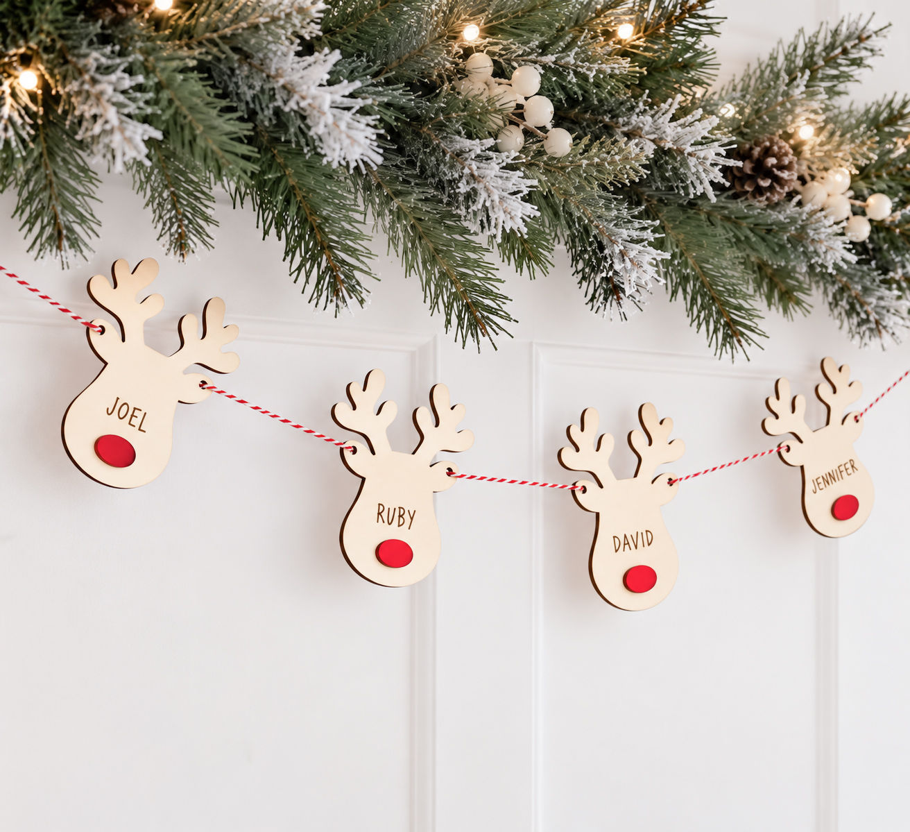Personalised Reindeer Family Christmas Garland