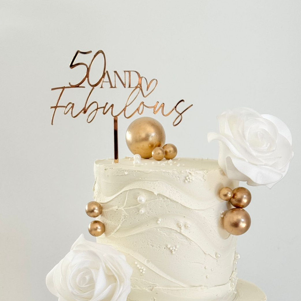 50 and Fabulous Cake Topper with Heart