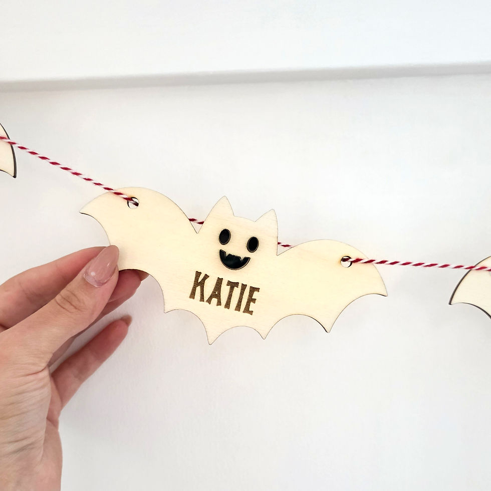 Thumbnail: Personalised Bat Family Halloween Garland