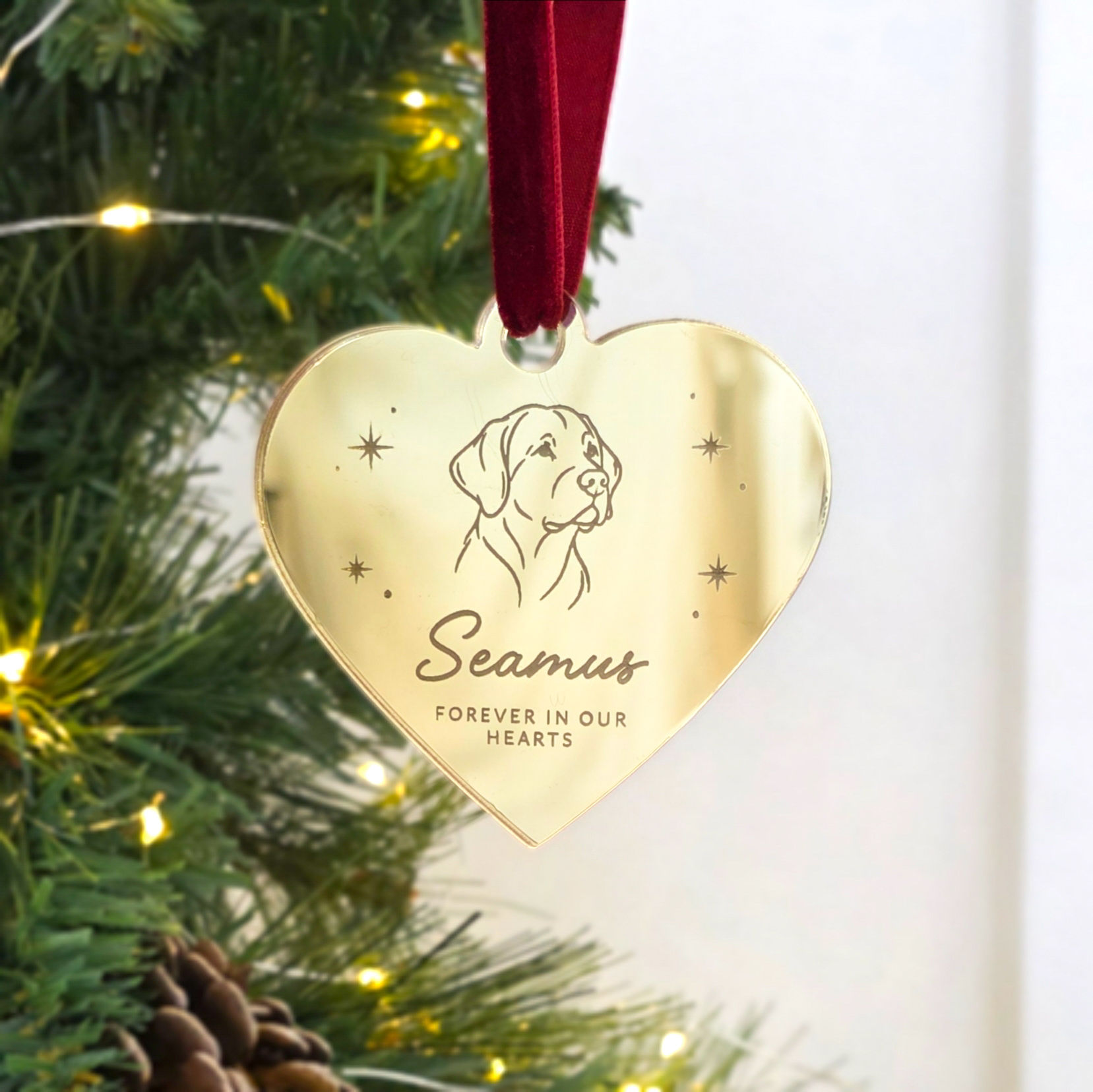 Personalised Dog Breed Memorial Heart Christmas Bauble