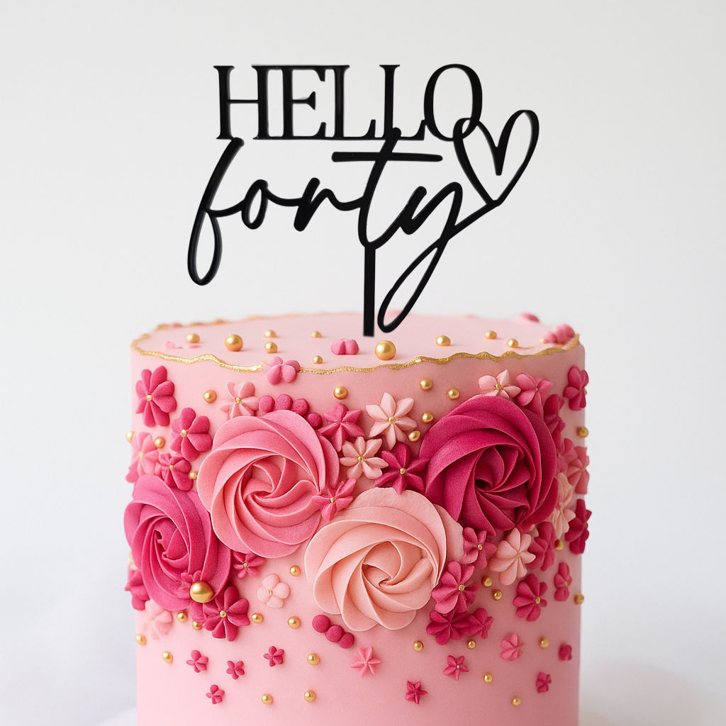 Hello 40 Milestone Cake Topper