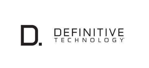 Logo de Definitive Technology, aliado en altavoces de alto rendimiento para cine en casa y música.