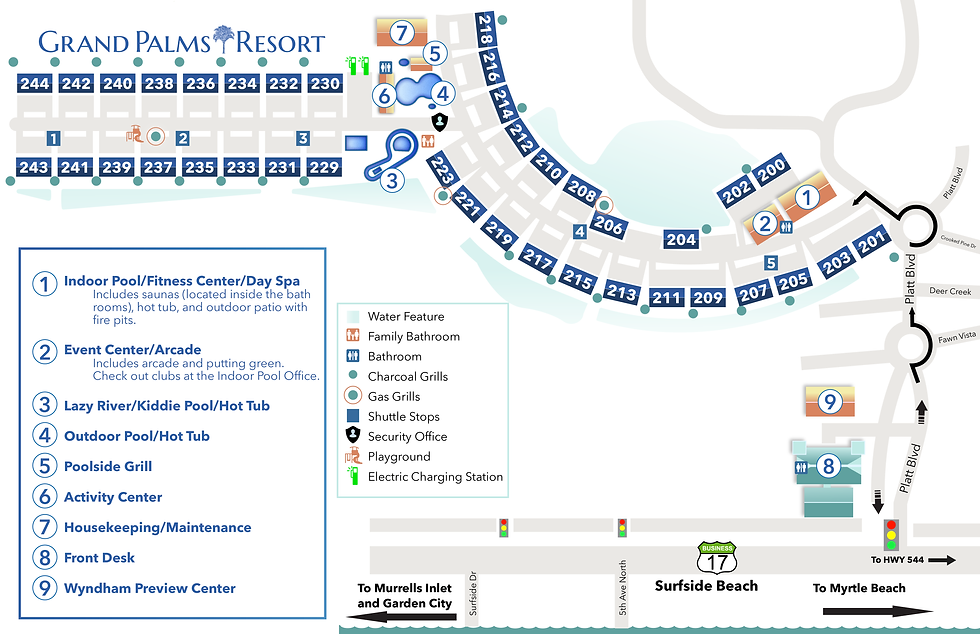 New Address to check in to your Myrtle Beach vacation at Grand Palms Resort.