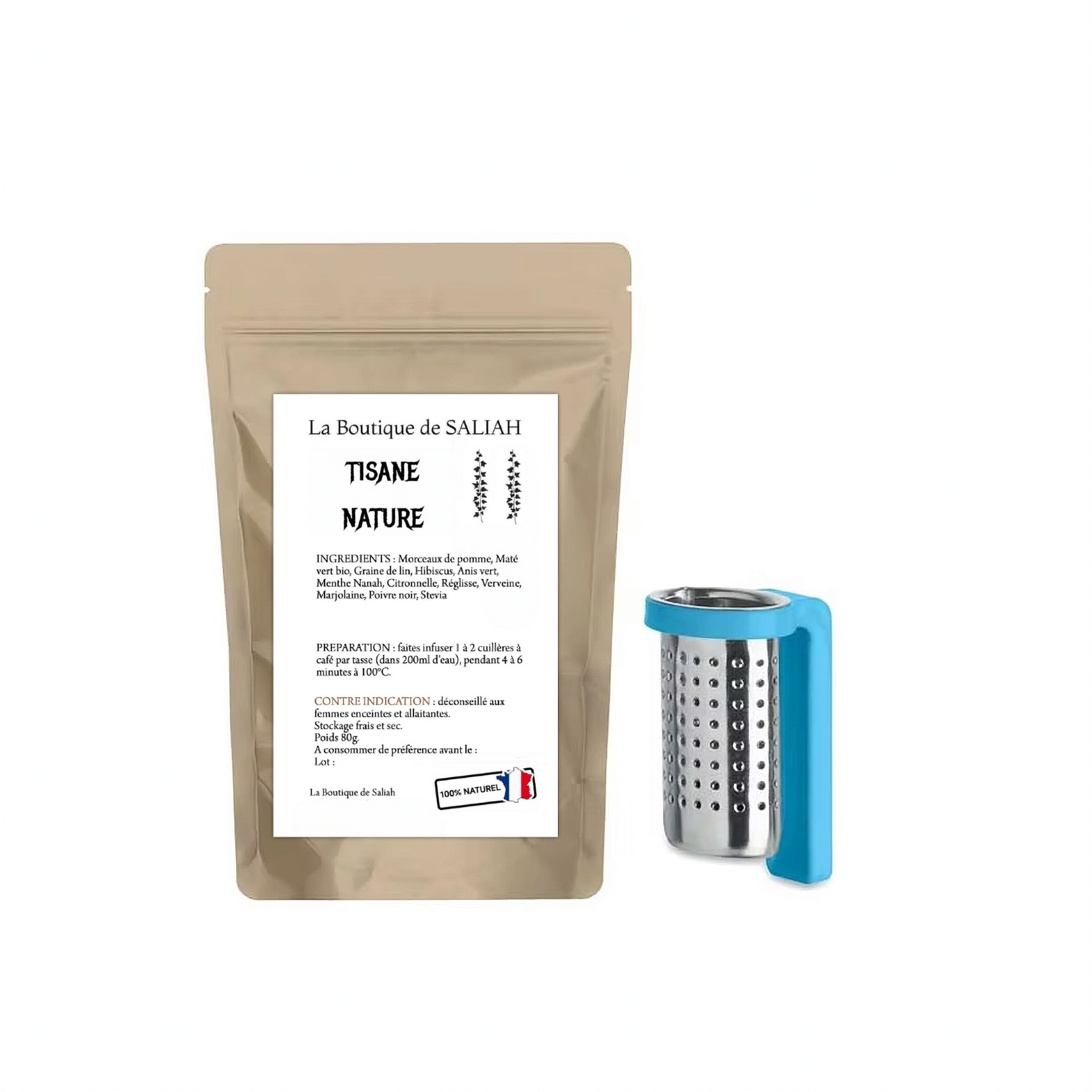 Tisane nature avec son infuseur bleue