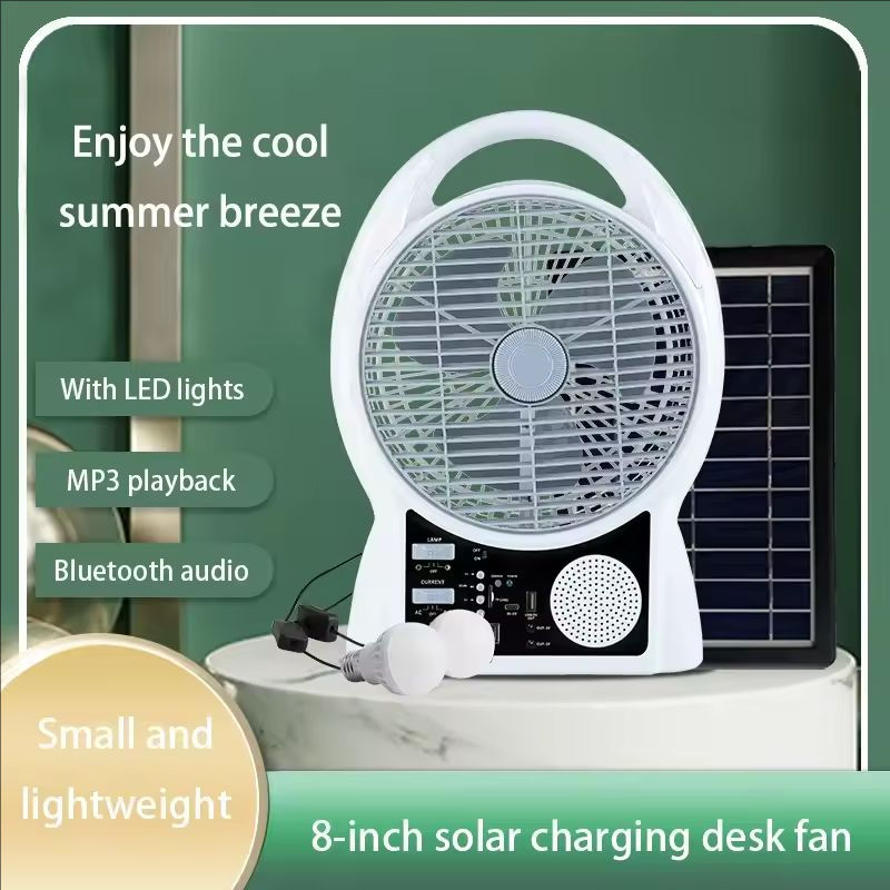 Thumbnail: 8-inch Portable Solar USB Charging Fan Bluetooth Multifunctional Large Wind Outd