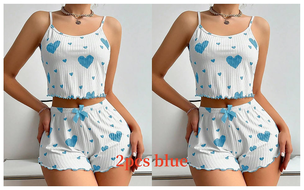 Thumbnail: Women's Pajamas Set Sleepwear 2 PCS Short Tank Tops And Shorts S M L 
