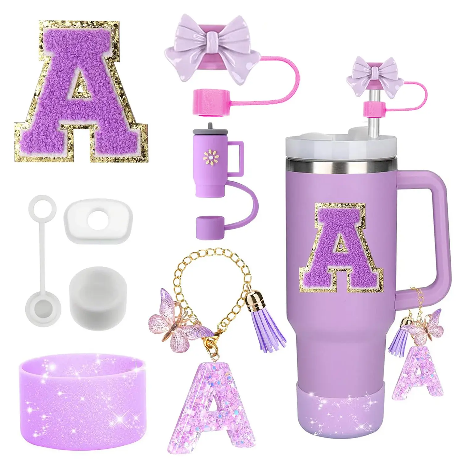 8PCS Accessories Set for Stanley Cup Purple 