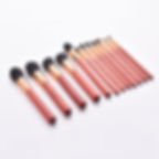 12-piece wood makeup brush set with powder and eye brushes