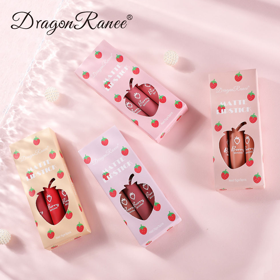 Dragon Ranee 3 Pcs Strawberry Velvet Lip Glaze Set