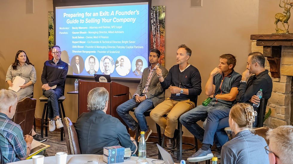 Photo of the Lighter Summit day 1 panel: Preparing for Your Exit: A Founder's Guide to Selling Your Company.