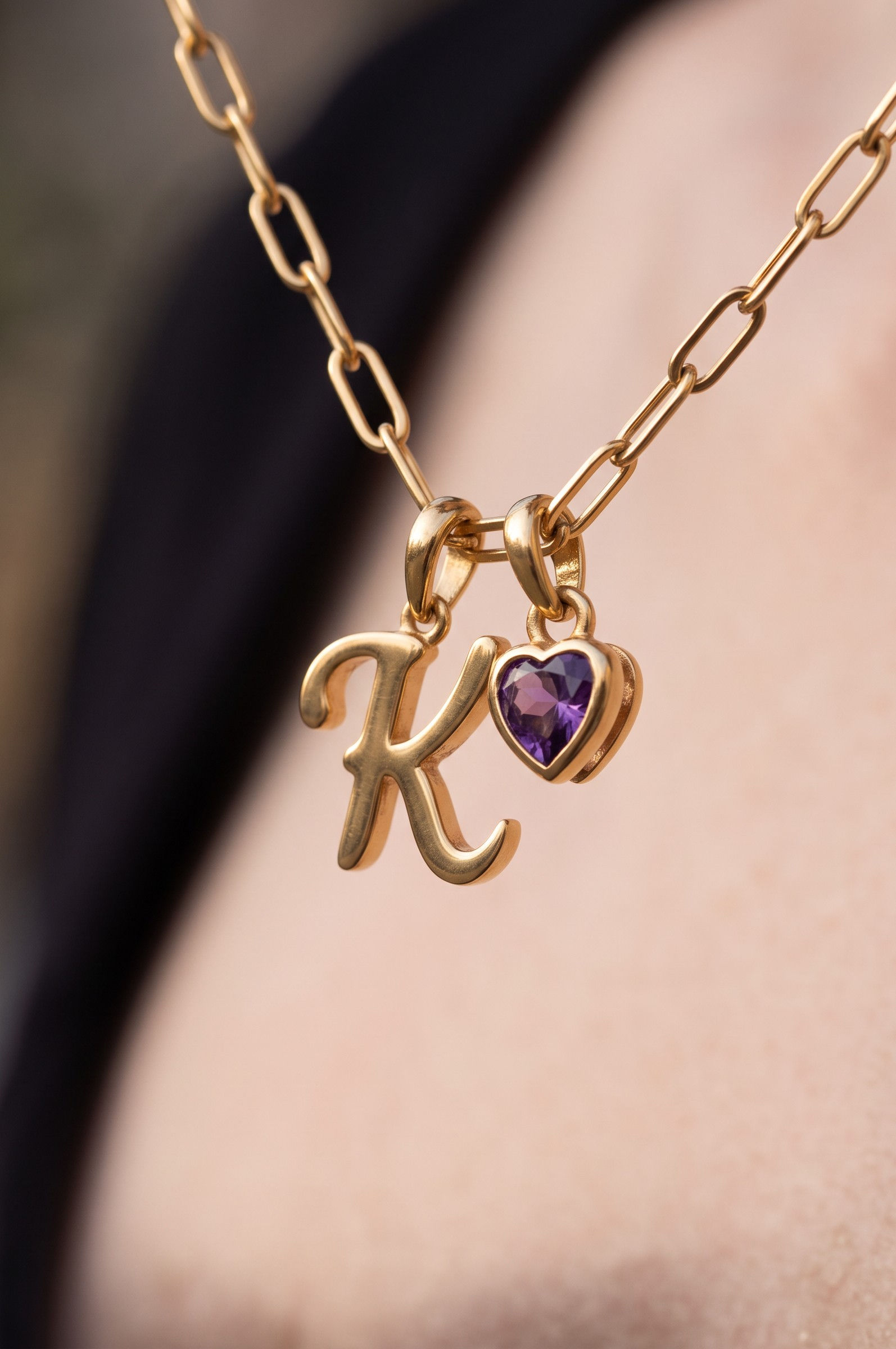 Initial Necklace Birthstone