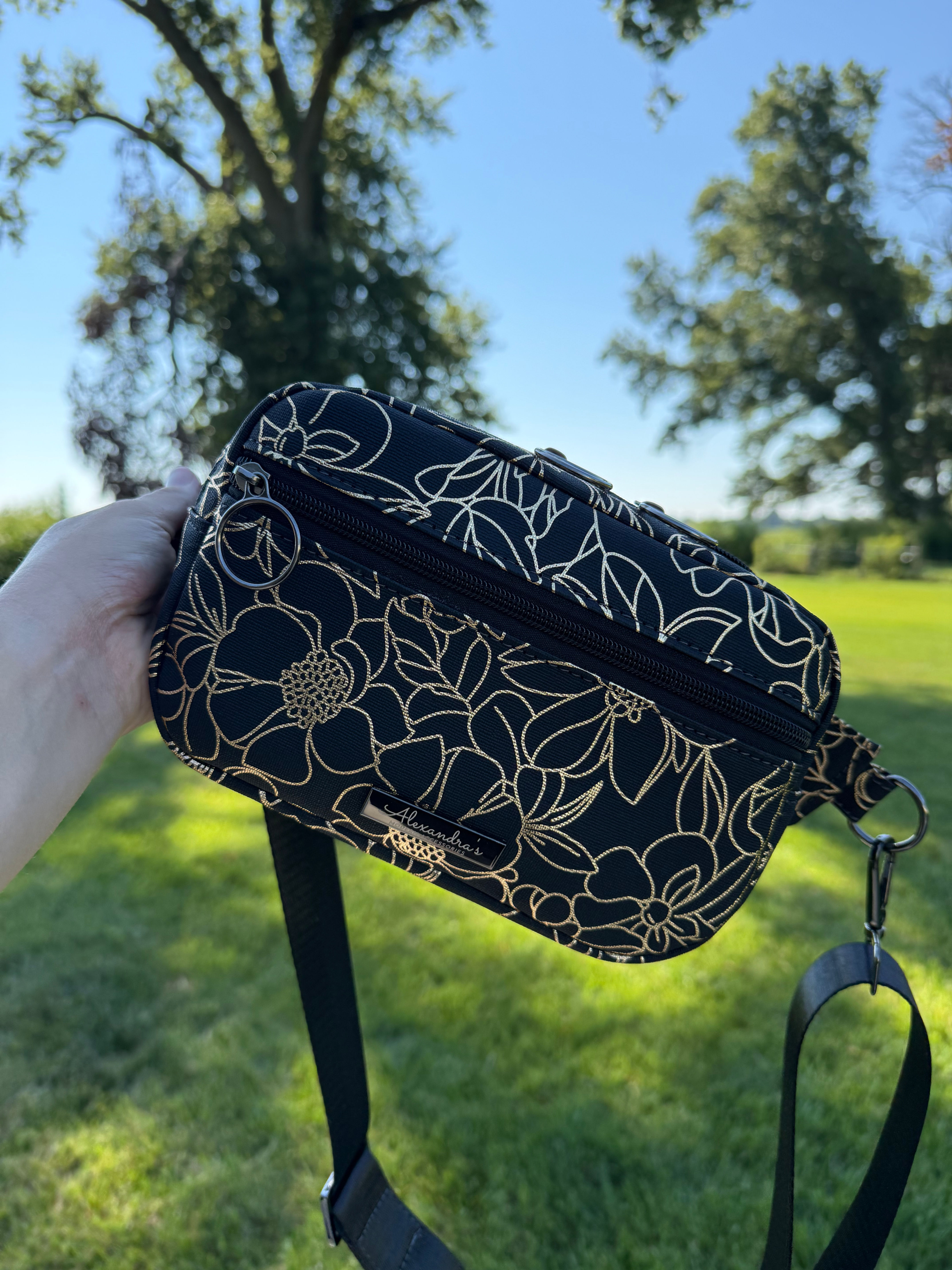 Traditional Fanny Pack/BumBag (Gold Floral)