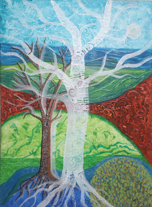 White Ghost Tree 50cm x  70cm Yesso_Acry