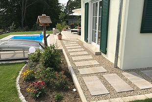 garten mit pep Abensberg Regensburg Granit Mauern Kiesabdeckungen Stufen Platten Erdarbeiten