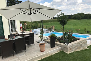 Terrasse Plattenbelag Abensberg Regensburg Stufen Granitpflaster
