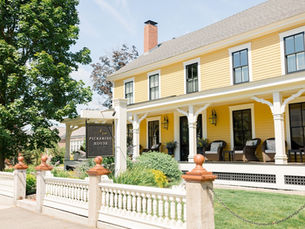 Front exterior of Pickering House, a historic luxury boutique inn in Wolfeboro, New Hampshire.