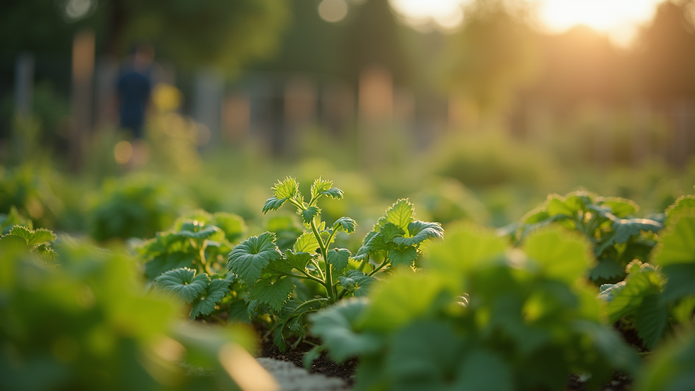Close-up view of a thriving community garden
